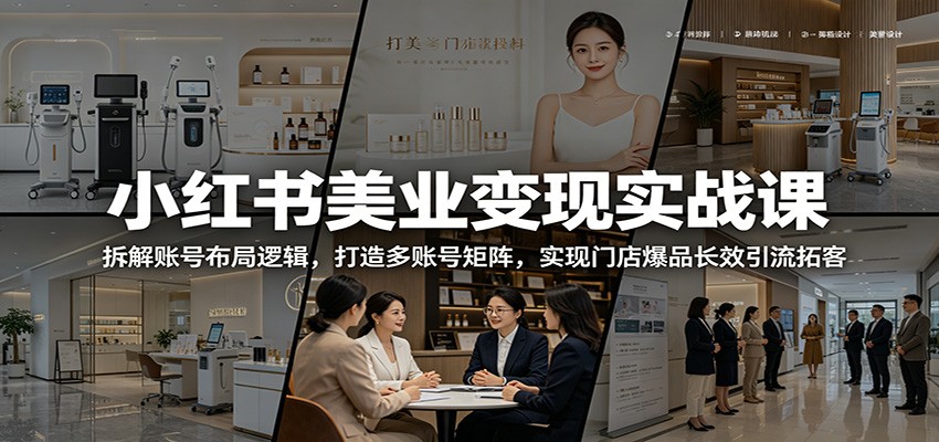 小红书美业变现实战课：拆解账号布局逻辑，打造多账号矩阵，实现门店爆品长效引流拓客-校睿铺