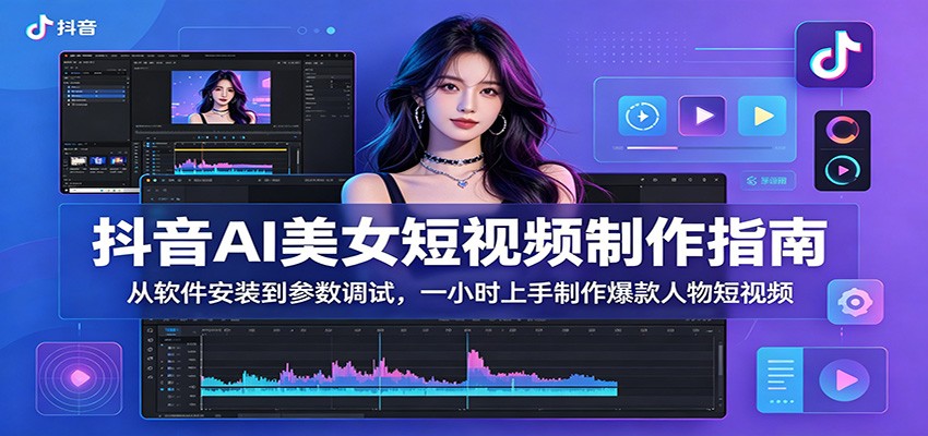 抖音AI美女短视频制作指南：从软件安装到参数调试，一小时上手制作爆款人物短视频-校睿铺