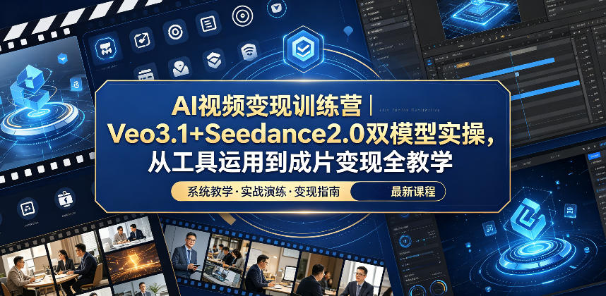 AI视频变现训练营｜Veo3.1+Seedance2.0双模型实操，从工具运用到成片变现全教学-校睿铺