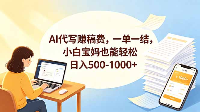 AI代写赚稿费，一单一结，小白宝妈也能轻松日入500-1000+-校睿铺