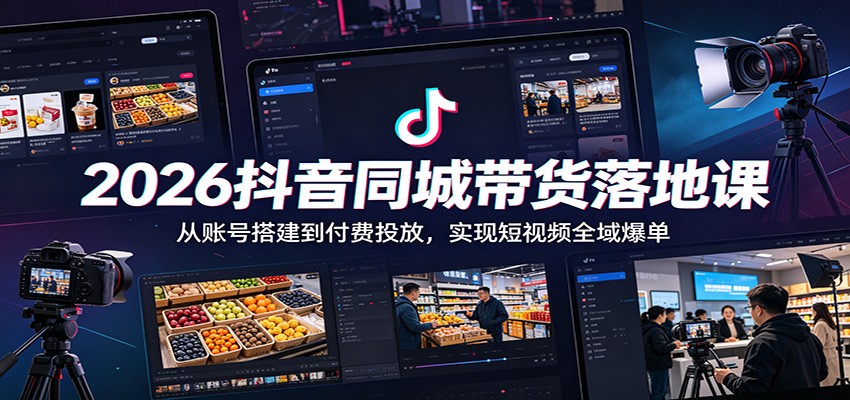 2026抖音同城带货落地课：从账号搭建到付费投放，实现短视频全域爆单-校睿铺
