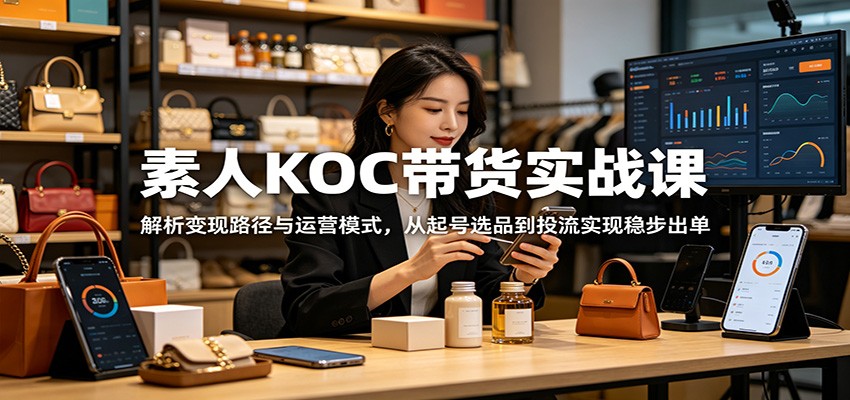 素人KOC带货实战课：解析变现路径与运营模式，从起号选品到投流实现稳步出单-校睿铺