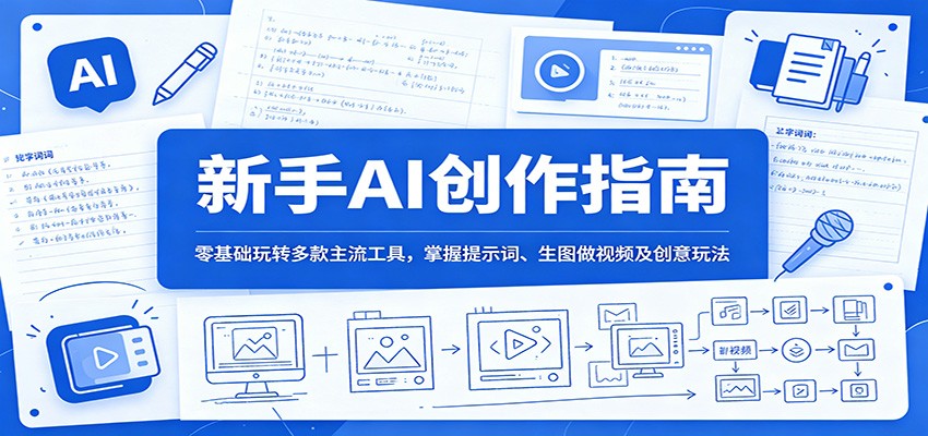 新手AI创作指南：零基础玩转多款主流工具，掌握提示词、生图做视频及创意玩法-校睿铺