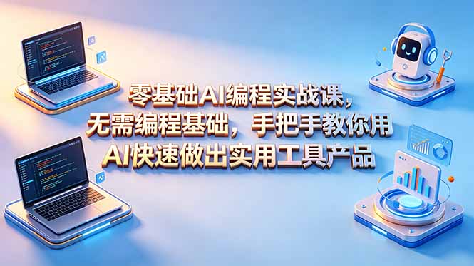 零基础AI编程实战课-更新，无需编程基础，手把手教你用AI快速做出实用工具产品-校睿铺