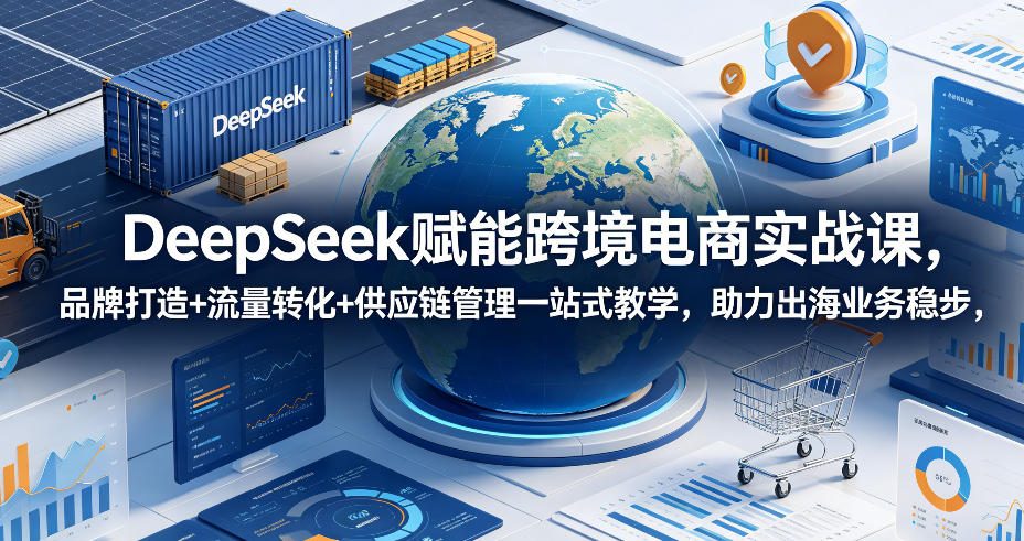 DeepSeek赋能跨境电商实战课，品牌打造+流量转化+供应链管理一站式教学，助力出海业务稳步发展-校睿铺
