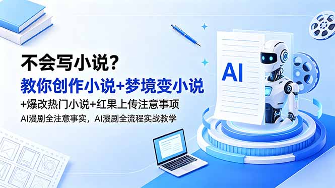 不会写小说？教你创作小说+梦境变小说+爆改热门小说+红果上传注意事项，AI漫剧全流程实战教学-校睿铺