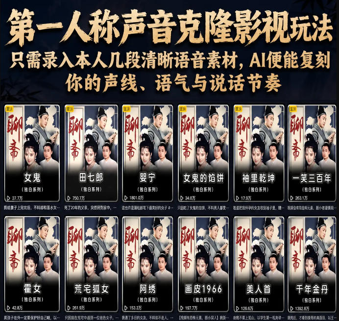 第一人称声音克隆影视玩法，只需录入本人几段清晰语音素材，AI便能复刻你的声线、语气与说话节奏-校睿铺