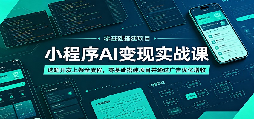 小程序AI变现实战课：选题开发上架全流程，零基础搭建项目并通过广告优化增收-校睿铺