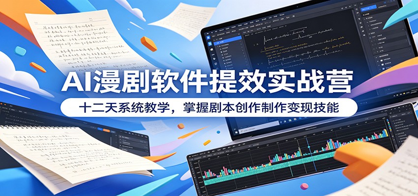 AI漫剧软件提效实战营：十二天系统教学，掌握剧本创作制作变现技能-校睿铺