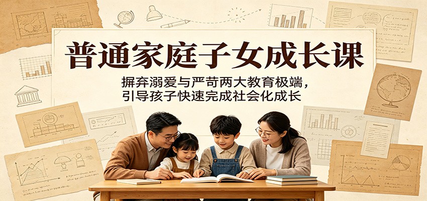 普通家庭子女成长课：摒弃溺爱与严苛两大教育极端，引导孩子快速完成社会化成长-校睿铺