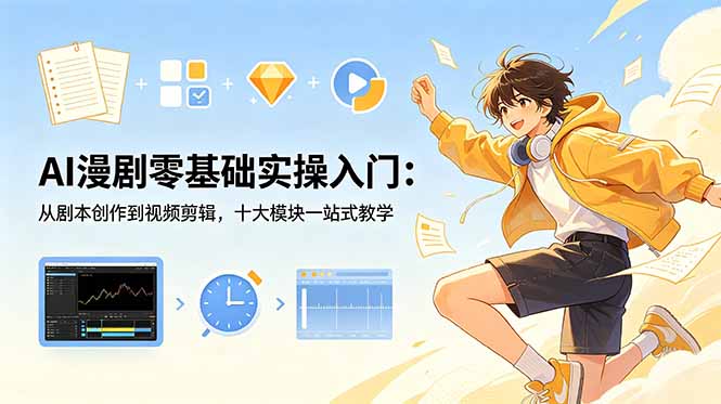 AI漫剧零基础实操入门：从剧本创作到视频剪辑，十大模块一站式教学-校睿铺
