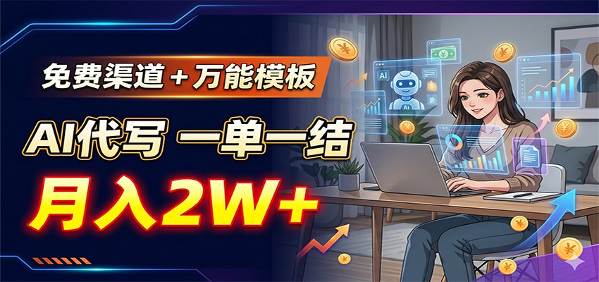 免费渠道+万能模板,AI代写一单一结,月入2W+-校睿铺