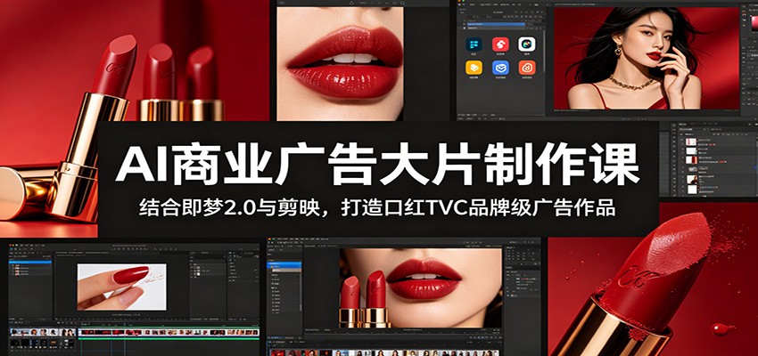 AI商业广告大片制作课：结合即梦2.0与剪映，打造口红TVC品牌级广告作品-校睿铺