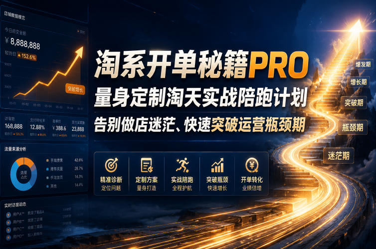 淘系开单秘籍PRO，量身定制淘天实战陪跑计划，告别做店迷茫、快速突破运营瓶颈期(2026年6月11)-校睿铺