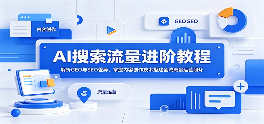 AI搜索流量进阶教程：解析GEO与SEO差异，掌握内容创作技术搭建全域流量运营闭环-校睿铺