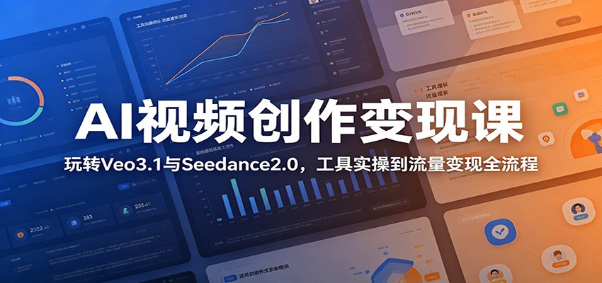 AI视频创作变现课：玩转Veo3.1与Seedance2.0，工具实操到流量变现全流程-校睿铺