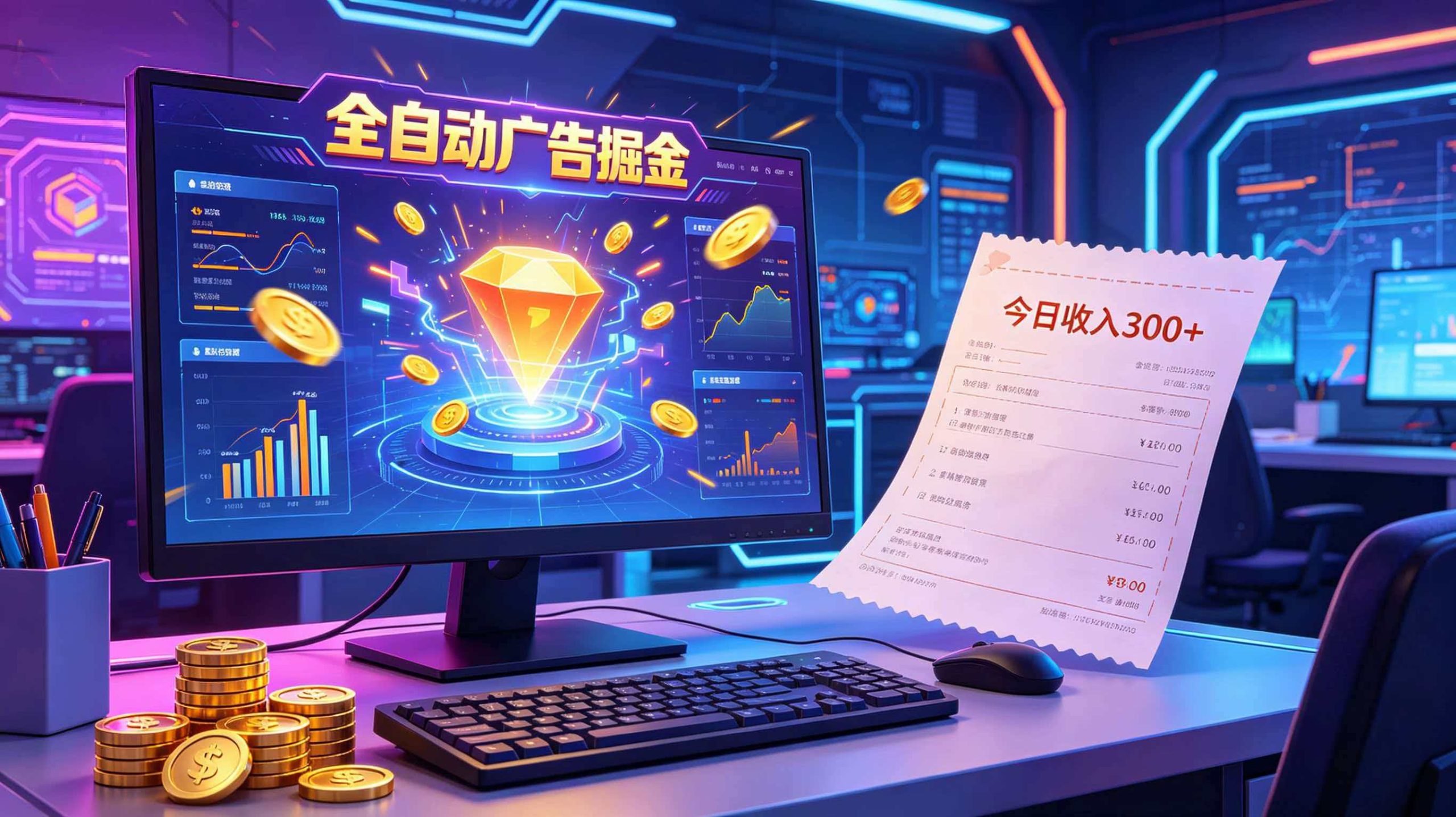 全自动广告掘金，日入300+。全程Ai自动化运行，解放双手，时间自由。收益稳定-校睿铺
