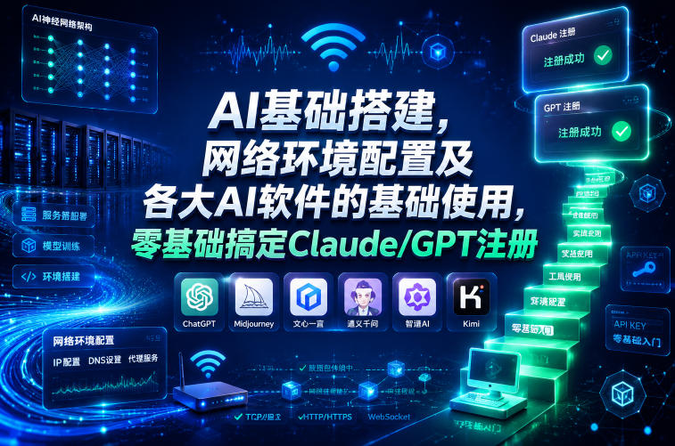 AI基础搭建，网络环境配置及各大AI软件的基础使用，零基础搞定Claude/GPT注册-校睿铺