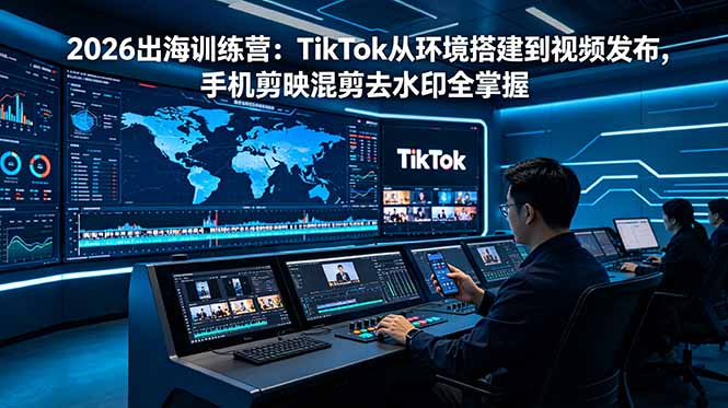 2026出海训练营：TikTok从环境搭建到视频发布，手机剪映混剪去水印全掌握-校睿铺