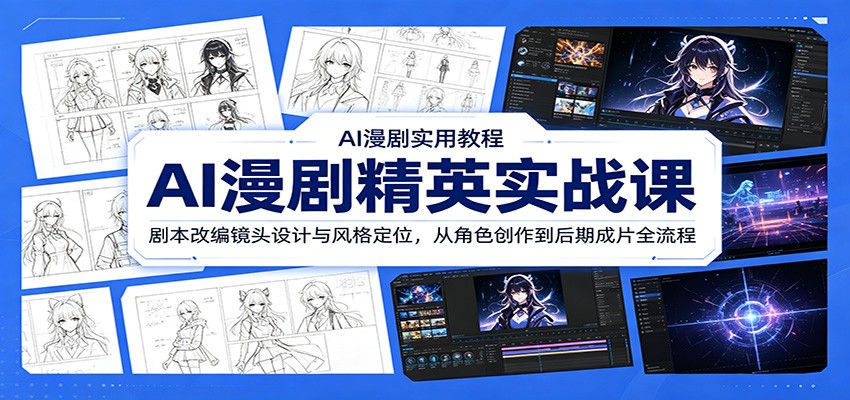 AI漫剧精英实战课：剧本改编镜头设计与风格定位，从角色创作到后期成片全流程-校睿铺