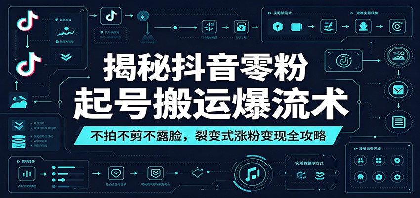 揭秘抖音零粉起号搬运爆流术：不拍不剪不露脸，裂变式涨粉变现全攻略-校睿铺