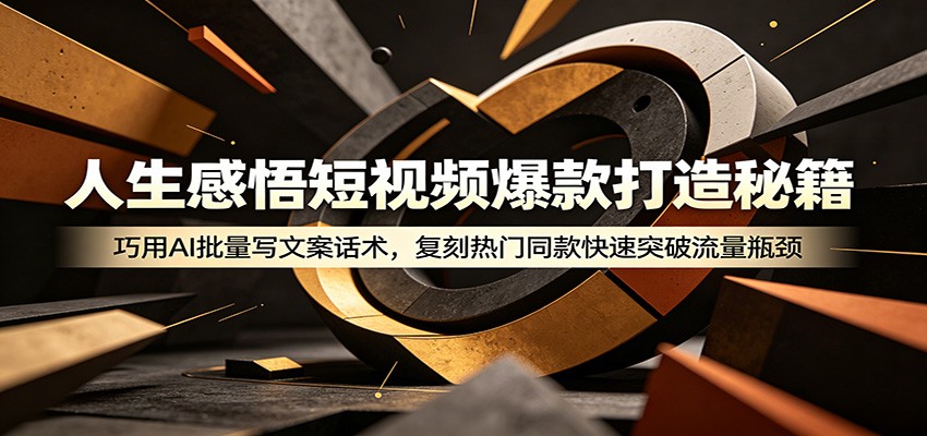 人生感悟短视频爆款打造秘籍：巧用A 批量写文案话术，复刻热门同款快速突破流量瓶颈-校睿铺