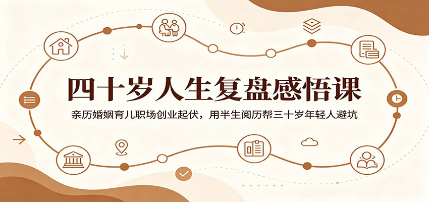 四十岁人生复盘感悟课：亲历婚姻育儿职场创业起伏，用半生阅历帮三十岁年轻人避坑-校睿铺