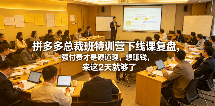 拼多多总裁班特训营下线课复盘，强付费才是硬道理，想賺钱，来这2天就够了-校睿铺