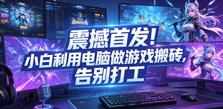 震撼首发！小白利用电脑做游戏搬砖，告别打工【揭秘】-校睿铺