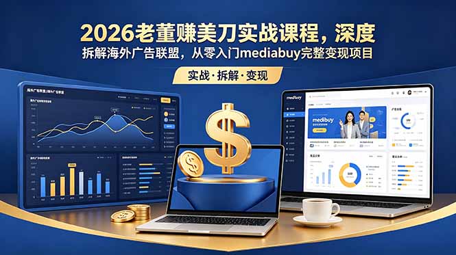 2026老董赚美刀实战课程，深度拆解海外广告联盟，从零入门mediabuy完整变现项目-校睿铺