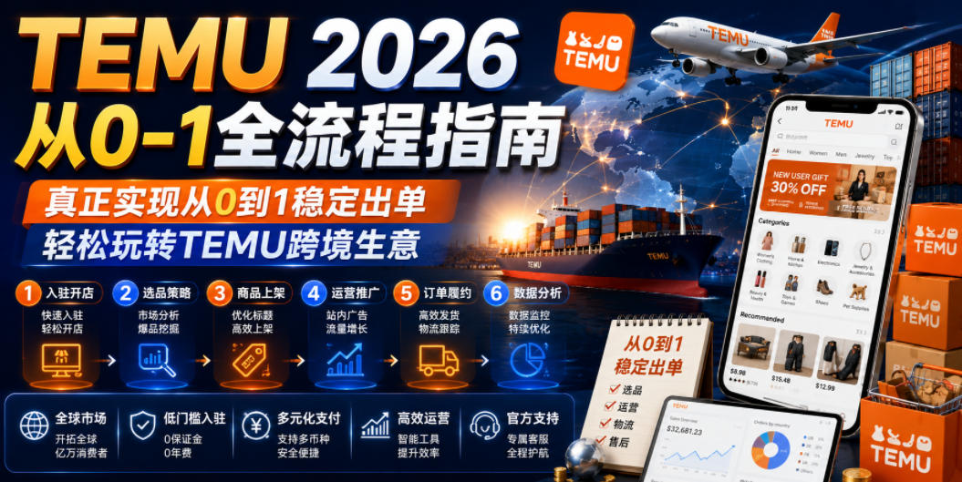TEMU 2026从0-1全流程指南，真正实现从0到1稳定出单，轻松玩转TEMU跨境生意-校睿铺