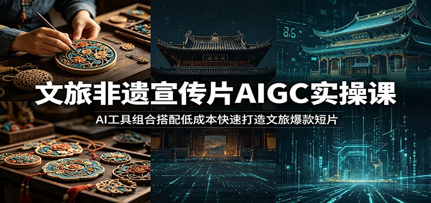 文旅非遗宣传片AIGC实操课：AI工具组合搭配低成本快速打造文旅爆款短片-校睿铺