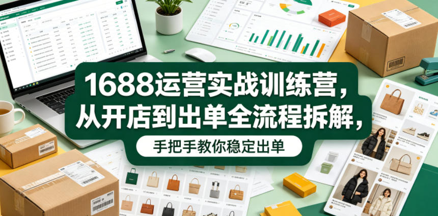 1688运营实战训练营，从开店到出单全流程拆解，手把手教你稳定出单(更新0620)-校睿铺