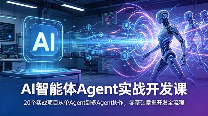AI智能体Agent实战开发课：20个实战项目从单Agent到多Agent协作，零基础掌握开发全流程-校睿铺