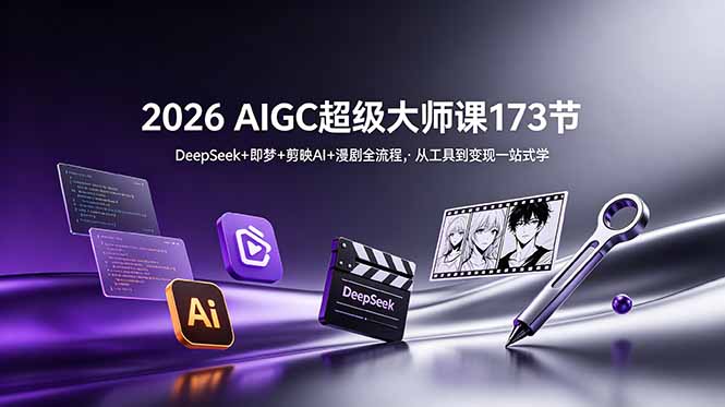 2026 AIGC超级大师课173节：DeepSeek+即梦+剪映AI+漫剧全流程，从工具到变现一站式学-校睿铺