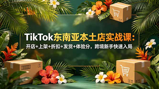 TikTok东南亚本土店实战课：开店+上架+折扣+发货+体验分，跨境新手快速入局-校睿铺