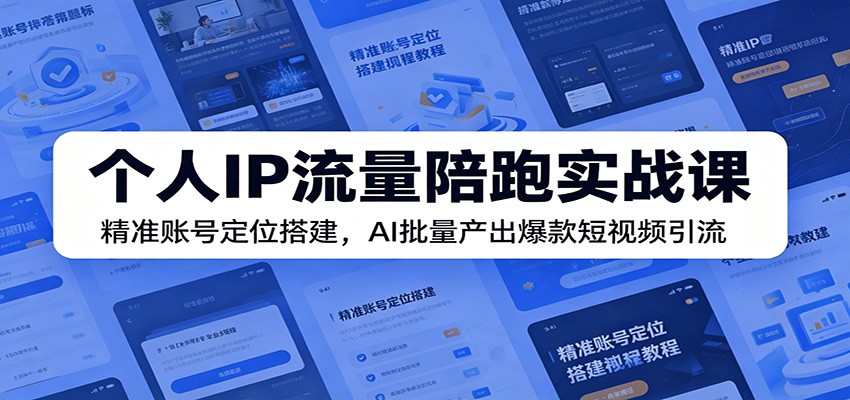 个人IP流量陪跑实战课：精准账号定位搭建，AI批量产出爆款短视频引流-校睿铺