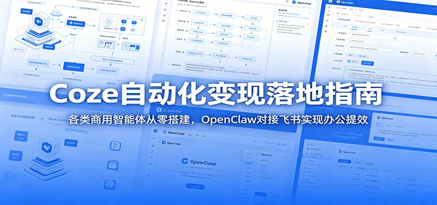 Coze自动化变现落地指南：各类商用智能体从零搭建，OpenClaw对接飞书实现办公提效-校睿铺
