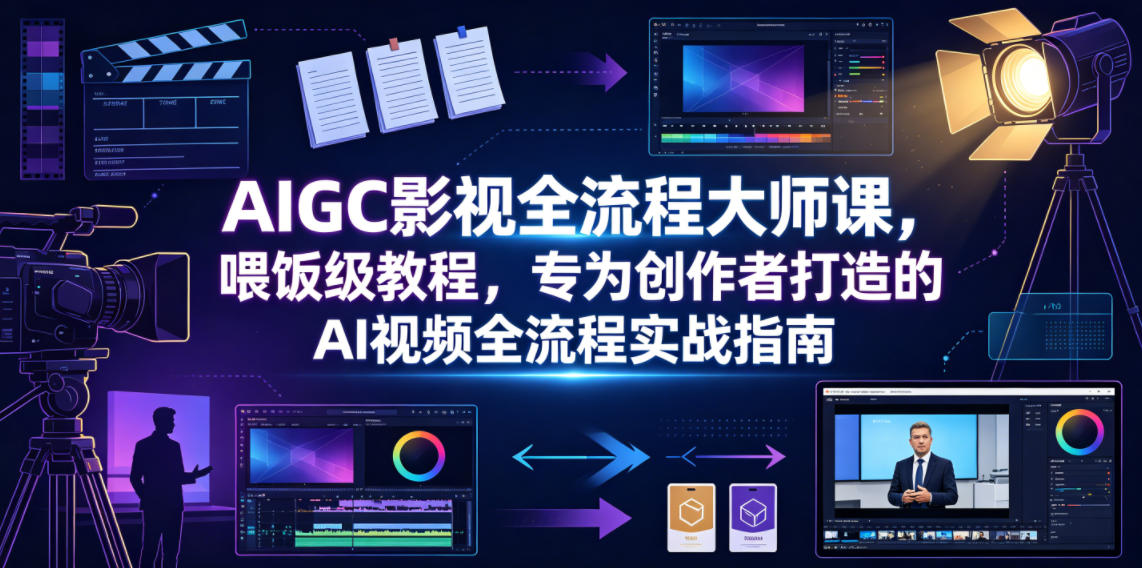 AIGC影视全流程大师课，喂饭级教程，专为创作者打造的AI视频全流程实战指南-校睿铺