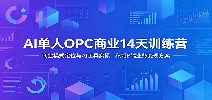 AI单人OPC商业14天训练营：商业模式定位与AI工具实操，私域B端业务变现方案-校睿铺