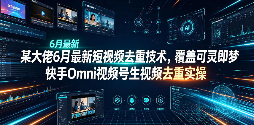 某大佬6月最新短视频去重技术，覆盖可灵即梦快手Omni视频号生视频去重实操-校睿铺