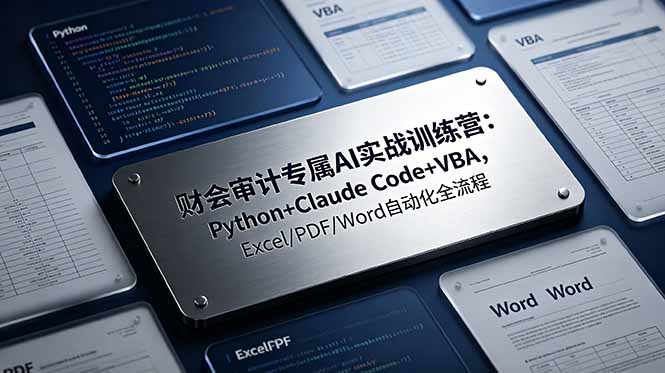 财会审计专属 AI实战训练营：Python+Claude Code+VBA，Excel/PDF/Word自动化全流程-校睿铺