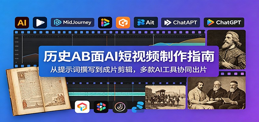 历史AB面AI短视频制作指南：从提示词撰写到成片剪辑，多款AI工具协同出片-校睿铺
