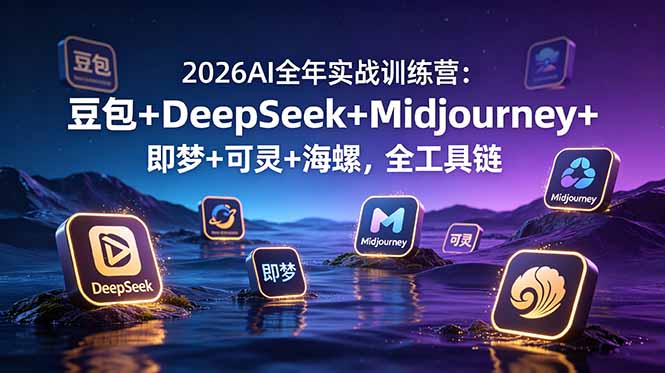 2026AI全年实战训练营：豆包+DeepSeek+Midjourney+即梦+可灵+海螺，全工具链-校睿铺