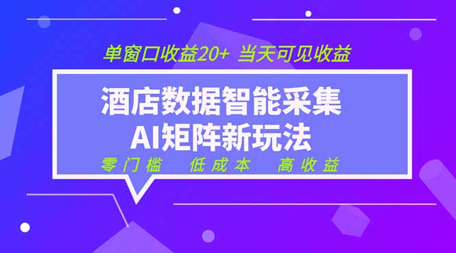 2026酒店数据采集ai智能矩阵新风口  低成本   高收益   当天见收益   单窗口20+-校睿铺