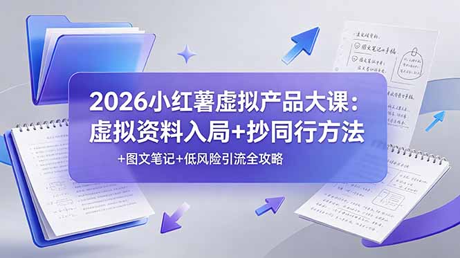 2026小红薯虚拟产品大课：虚拟资料入局+抄同行方法+图文笔记+低风险引流全攻略-校睿铺