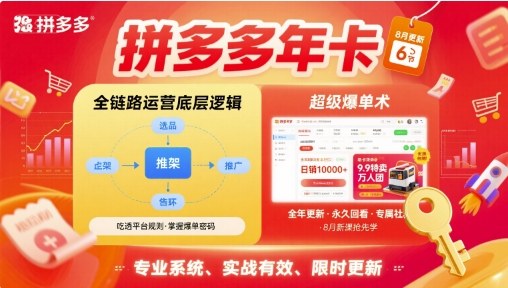 拼多多年卡，拼多多全链路运营底层逻辑，超级爆单术【更新26年6月】-校睿铺