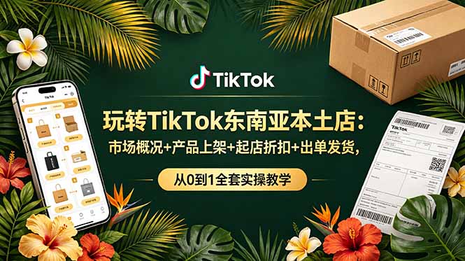 玩转TikTok东南亚本土店：市场概况+产品上架+起店折扣+出单发货，从0到1全套实操教学-校睿铺