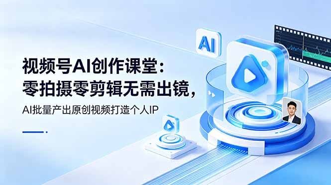 视频号AI创作课堂：零拍摄零剪辑无需出镜，AI批量产出原创视频打造个人IP-校睿铺