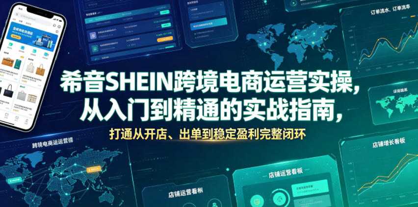 希音SHEIN跨境电商运营实操，从入门到精通的实战指南，打通从开店、出单到稳定盈利完整闭环-校睿铺